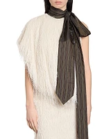 Fringed Contrast-Trim Top