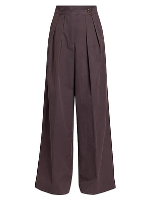 Pamplona Pleated Cotton Wide-Leg Pants