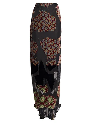 Salvix Patchwork Ruched Maxi Skirt