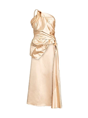 Camari Draped Satin One-Shoulder Top