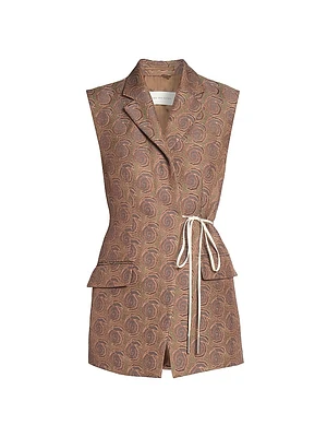 Bimbila Printed Sleeveless Blazer