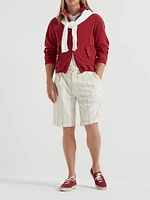 Ribbed Stretch Cotton and Modal Jersey T-Shirt