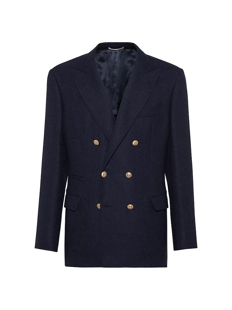 Textured Stripe Diagonal One a Half Breasted Deconstructed Blazer