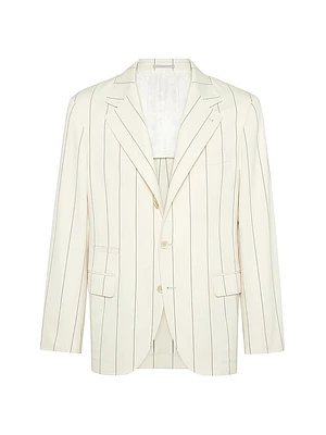 Chalk Stripe Gabardine Deconstructed Blazer