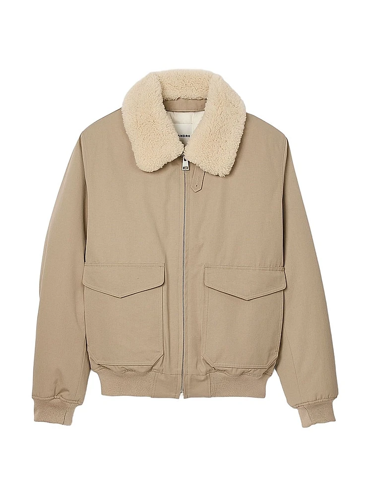 Shearling Collar Aviator Jacket