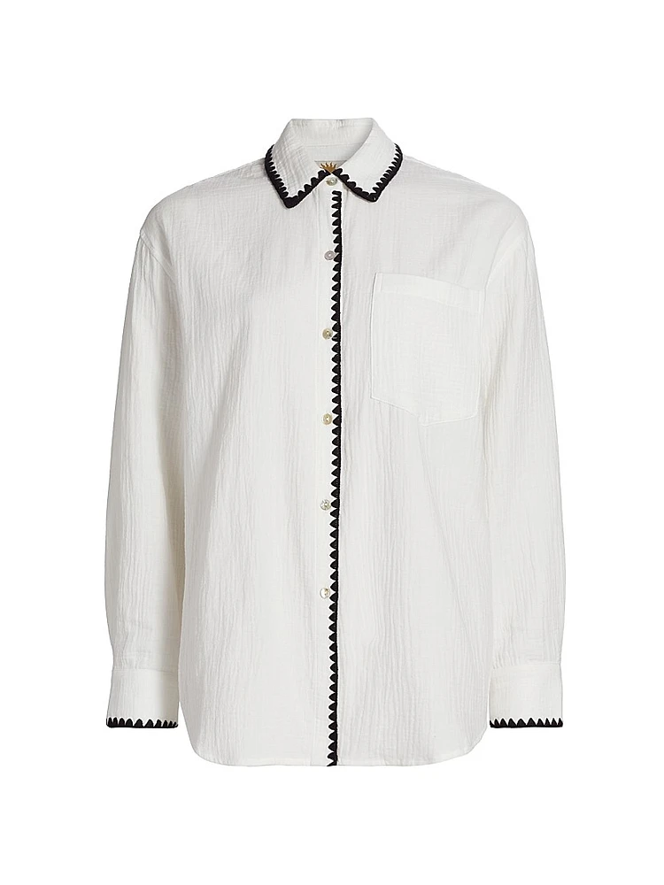 Idania Contrast-Piped Cotton Shirt