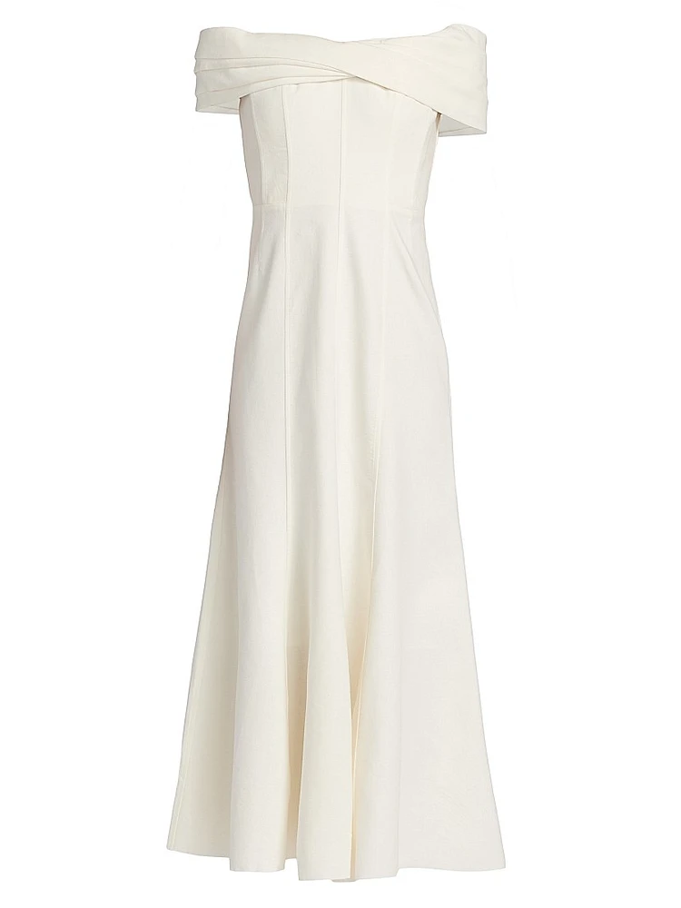 Ariana Linen-Blend Twist-Front Midi-Dress