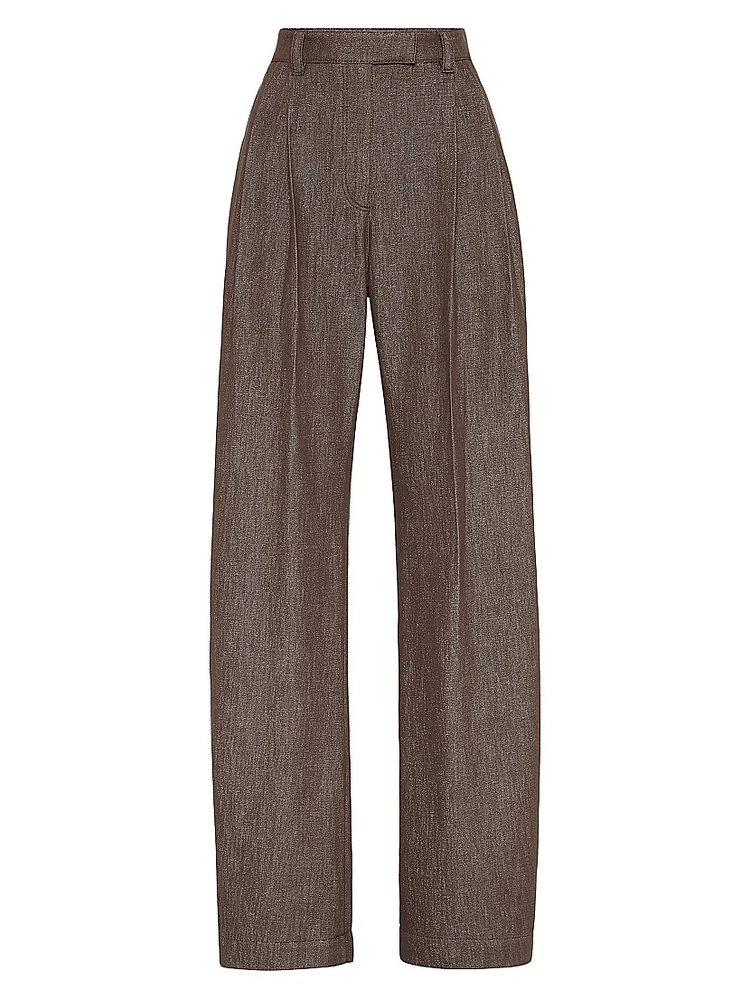 Sparkling No Fade Denim Loose Curved Trousers