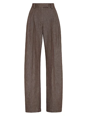 Sparkling No Fade Denim Loose Curved Trousers