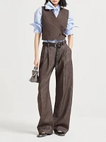 Sparkling No Fade Denim Loose Curved Trousers
