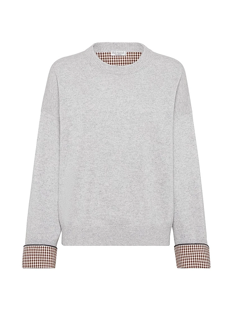 Cashmere Sweater with Shiny Shirt Details