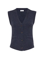 Sparkling Cashmere Rib Knit Vest