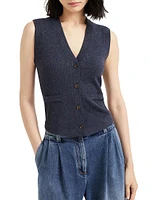 Sparkling Cashmere Rib Knit Vest