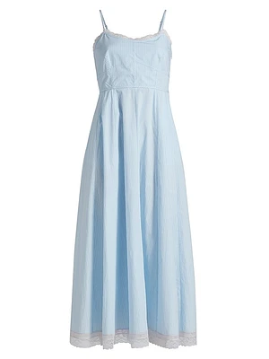 Sandara Striped Cotton Midi-Dress