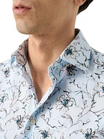 Slim-Fit Floral Button-Front Shirt