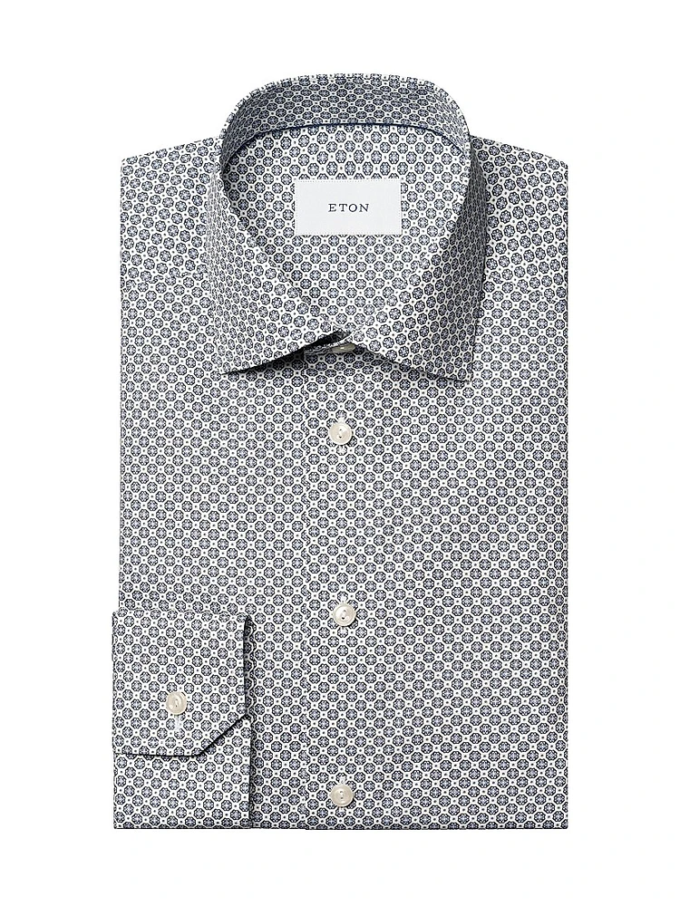 Contemporary-Fit Medallion Button-Front Shirt