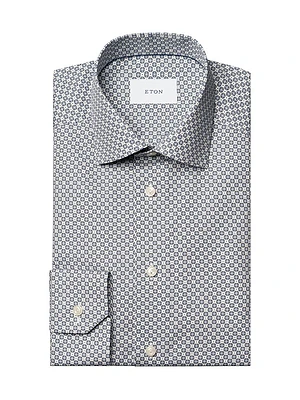 Contemporary-Fit Medallion Button-Front Shirt