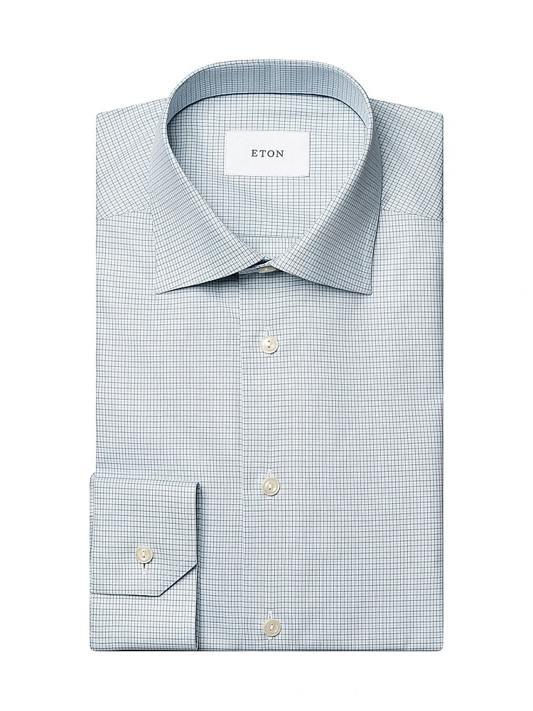 Slim-Fit Neat Check Button-Front Shirt