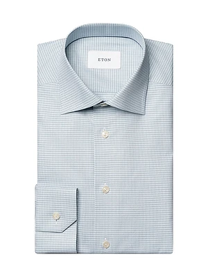 Slim-Fit Neat Check Button-Front Shirt