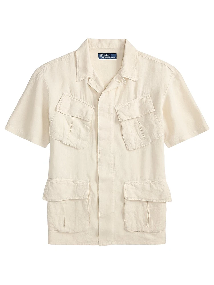 Garment-Dyed Slub Linen Overshirt