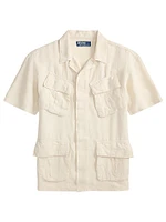 Garment-Dyed Slub Linen Overshirt