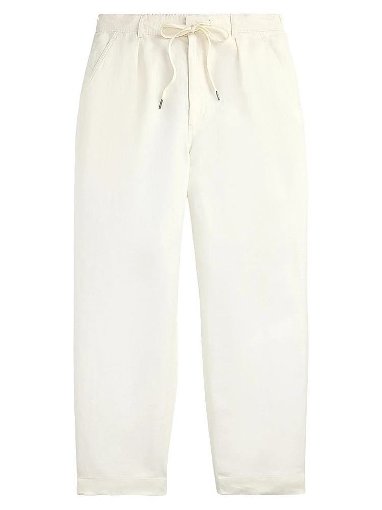 Lateef Relaxed-Fit Pleated Linen Pants