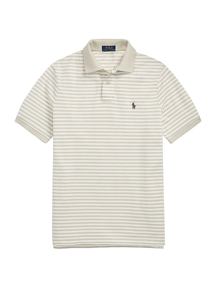 Classic-Fit Striped Mesh Polo Shirt