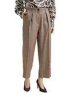 Linen and Virgin Wool Sparkling Twill Pleated Chino Trousers