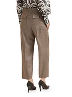 Linen and Virgin Wool Sparkling Twill Pleated Chino Trousers
