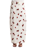 Lucian Silk Raspberry Print Maxi Skirt