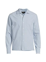 Chambray Open Collar Button-Front Shirt