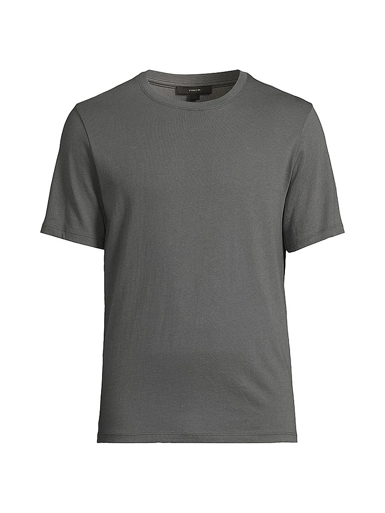 Loose Knit Cotton Crewneck T-Shirt