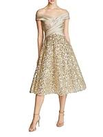 Brandy Draped Sequined Cocktail Minidress