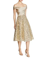 Brandy Draped Sequined Cocktail Minidress