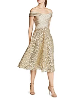 Brandy Draped Sequined Cocktail Minidress