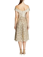 Brandy Draped Sequined Cocktail Minidress