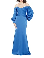 Milenia Off-The-Shoulder Satin Gown