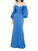 Milenia Off-The-Shoulder Satin Gown