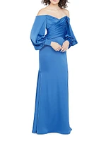 Milenia Off-The-Shoulder Satin Gown