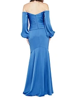 Milenia Off-The-Shoulder Satin Gown