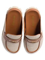 Canvas and Leather Mules