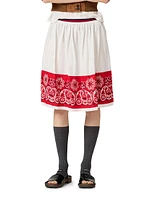 Slubbed Poplin Skirt with Print