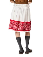 Slubbed Poplin Skirt with Print