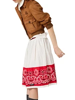 Slubbed Poplin Skirt with Print