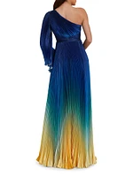 Pleated Charmeuse Ombré Gown