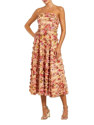 Ruffled Strapless Midi-Dress