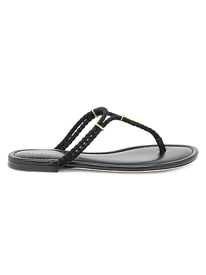 Lily Woven Suede T-Strap Sandals