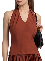 Nora Halterneck Stretch-Cotton Midi-Dress