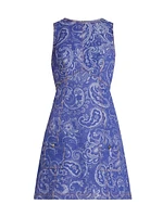 Paisley Sleeveless Denim Sheath Minidress