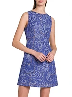 Paisley Sleeveless Denim Sheath Minidress